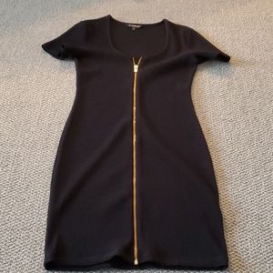 Black ribbed zip up dress